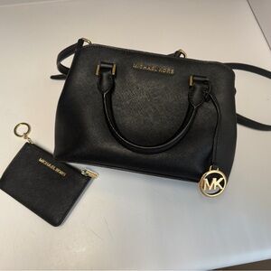 Michael Kors Black purse with Gold Accents